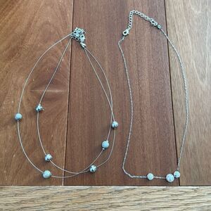 Necklace set of 2 silver tone‎